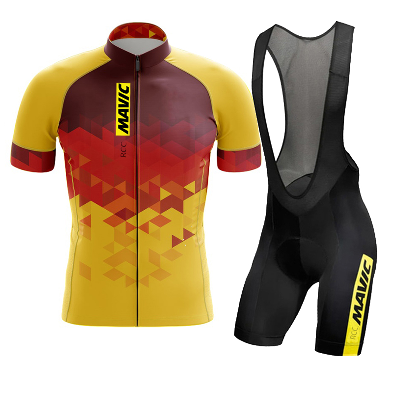 Mavic-トライアスロン用の男性用サイクリングセット,半袖 - Cycling Gear Jersey のレビューと価格