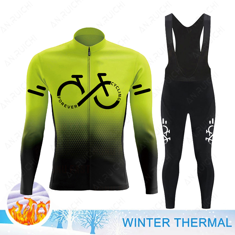 2023 冬サーマルフリースサイクリングジャージセットメンズ - Cycling Gear Jersey のレビューと価格
